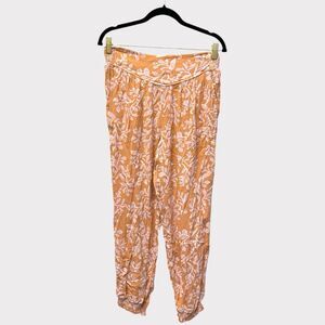 Aerie Pants Womens Small Maroon Floral Pull On‎ Boho Peasant Hippie Festival